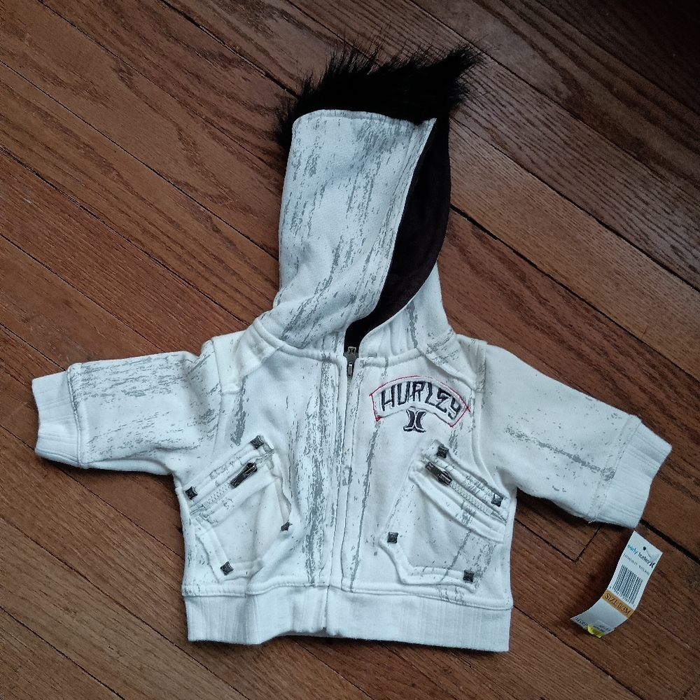 NWT Hurley Kids Zip Up Hoodie With Furry Mohawk